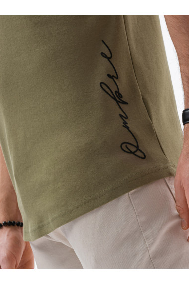 Tricou cu imprimeu pentru barbati S1387 - masliniu