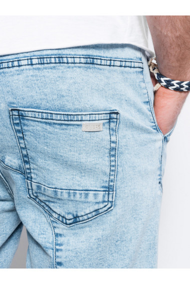 Pantaloni scurti din denim barbati - albastru denim W361