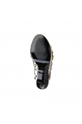 Sandale cu toc Versace Jeans cu snake print si toc negru