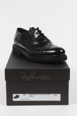 Pantofi Versace 1969 ABRASIVATO negri din piele naturala