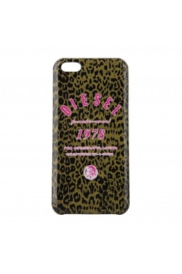 Husa de telefon Diesel cu print leopard si logo roz