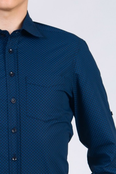 Camasa pentru barbati Be You neagra cu print albastru