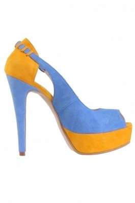 Pantofi Glamour by AT galbeni-albastri