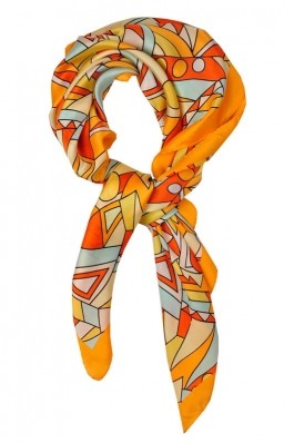 Esarfa RVL Fashion Geometric Style oranj din matase