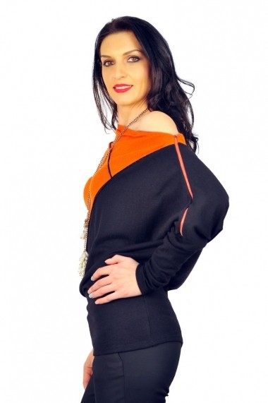 Bluza RVL Fashion Wonderful negru-oranj