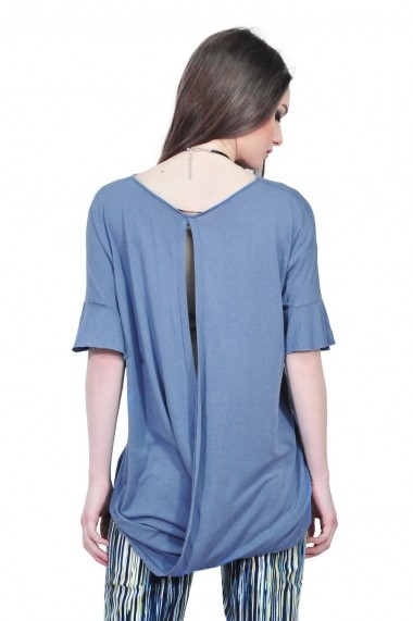Bluza RVL Fashion bleu asimetrica de dama