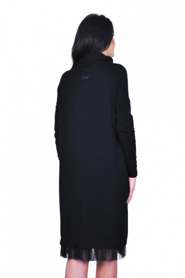 Rochie de zi RVL Fashion neagra cu guler larg