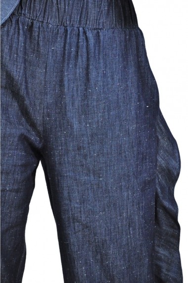 Pantaloni largi RVL Fashion din denim, cu volan rvl D-2532-D-enim denim