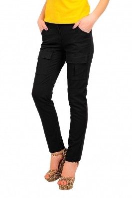 Pantaloni Drept RVL Fashion negri, cu buzunare aplicate