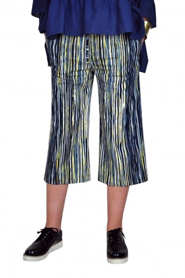 Pantaloni RVL Fashion dama 3/4 Feel the Pride - albastru/galben