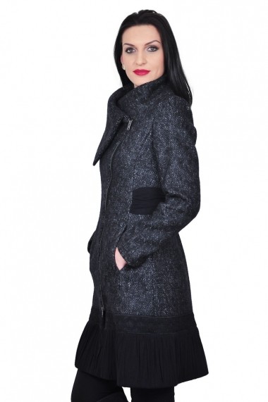 Palton RVL Fashion de dama negru din lana