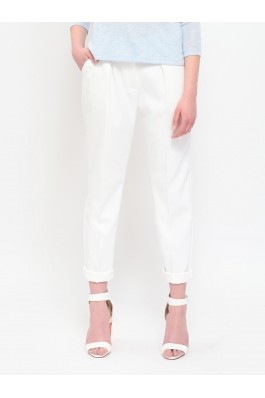Pantaloni drepti Top Secret clasici albi alb 