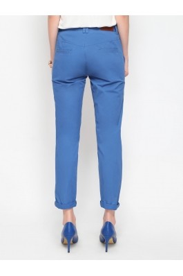 Pantaloni drepti Top Secret albastri din bumbac, cu buzunare albastru 
