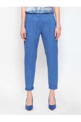 Pantaloni drepti Top Secret albastri din bumbac, cu buzunare albastru 