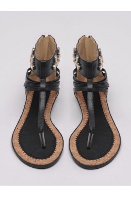 Sandale plate Troll TBU0167CA negru