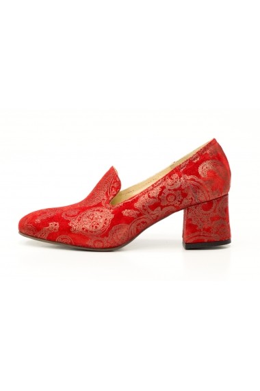 Pantofi cu toc din piele imprimata rosie Thea Visconti P-450/18/992