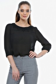 Bluza Crisstalus neagra cu aplicatie din dantela