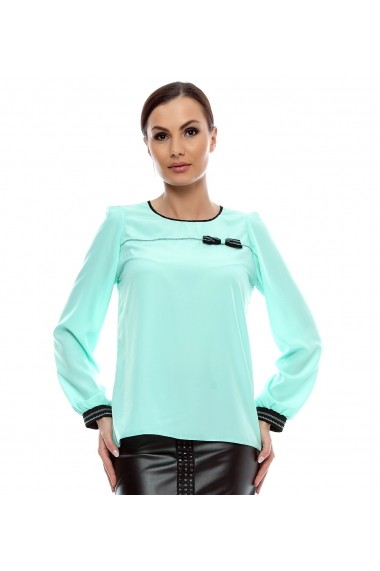 Bluza pentru femei marca Crisstalus cu aplicatie, din vascoza si matase Turcoaz