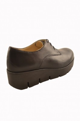 Pantofi Mopiel negri din piele naturala, cu talpa groasa