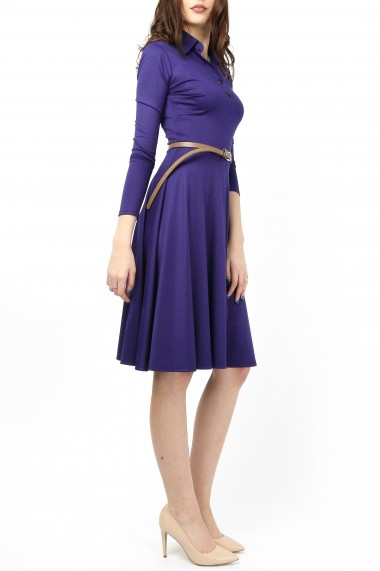 Rochie tip polo din jerse - Violet Chic - Sweet Rose of Mine mov inchis, indigo DUO-SR011VC-1