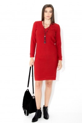 Rochie Santa Barbara cu maneca lunga tricotata orange