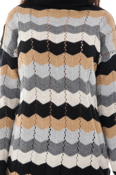 Rochie scurta Roh Boutique gen pulover, Roh, negru/gri, casual - DR4251 negru|gri