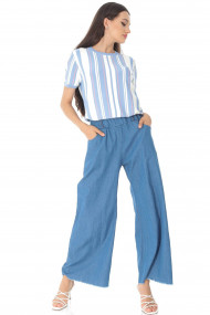 Jeans Roh Boutique evazati Roh TR447 Denim cu buzunare denim