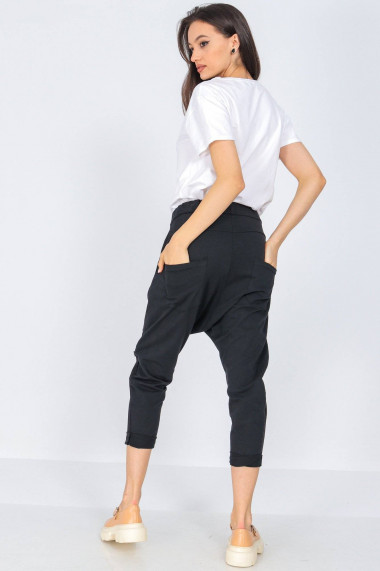 Pantaloni trei sferturi Roh Boutique casual Roh TR481 Negru cu 4 buzunare negru
