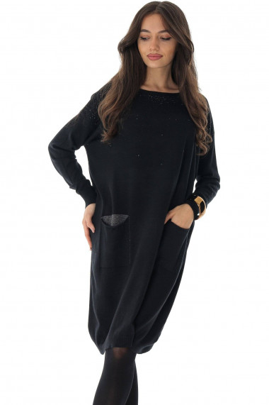 Rochie Roh Boutique tricotata oversize Neagra ROH DR4631 negru
