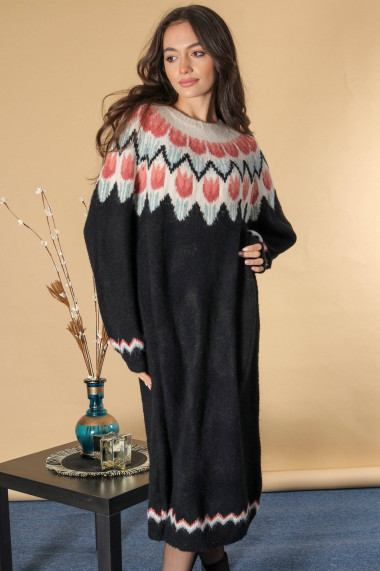 Rochie Roh Boutique midi groasa tricotata Neagra ROHDR4643 negru