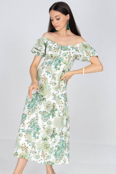 Rochie Roh Boutique cu imprimeu floral Crem ROH DR4677 verde