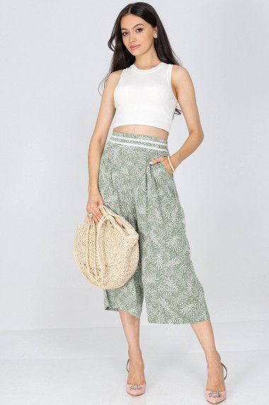 Pantaloni Roh Boutique culotte cu buzunare verzi ROH TR509 verde