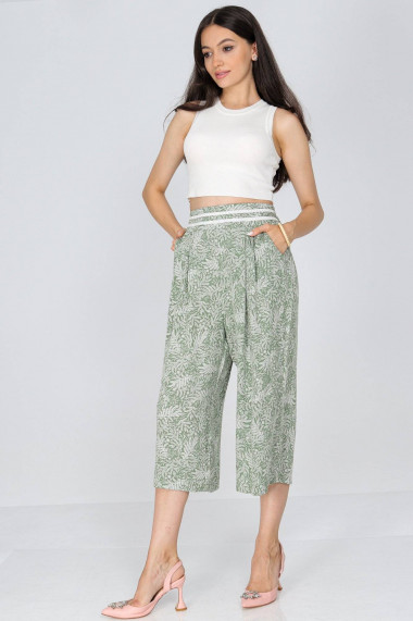 Pantaloni Roh Boutique culotte cu buzunare verzi ROH TR509 verde