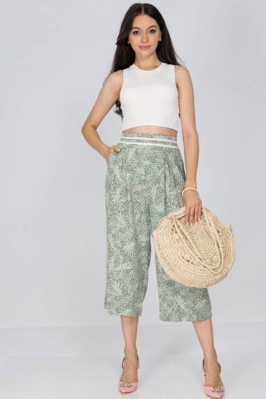 Pantaloni Roh Boutique culotte cu buzunare verzi ROH TR509 verde