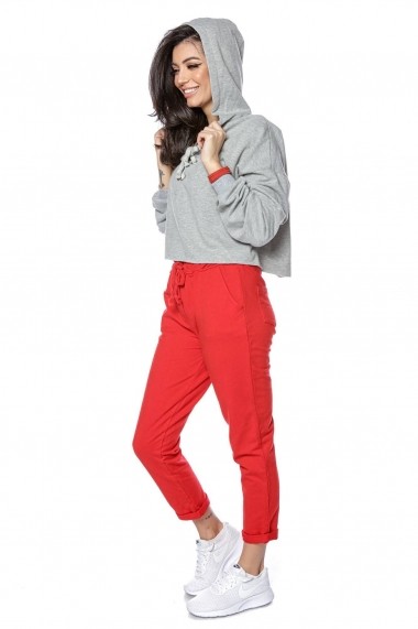 Pantaloni drepti Roh Boutique rosii, casual din bumbac - TR365 rosu