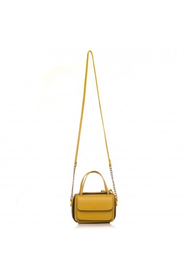 Mini geanta RENA galben-ambra din piele naturala model Carly RNXS002-08N