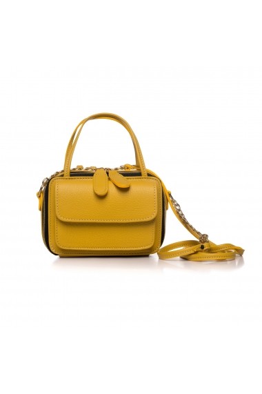Mini geanta RENA galben-ambra din piele naturala model Carly RNXS002-08N