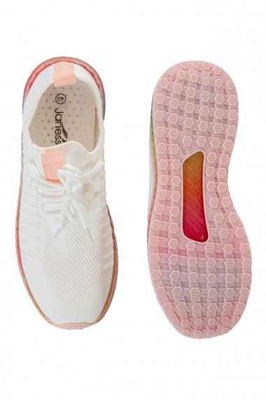 Pantofi sport albi cu talpa colorata