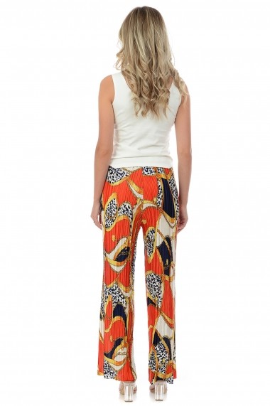 Pantaloni largi din satin plisat P121 Multicolor