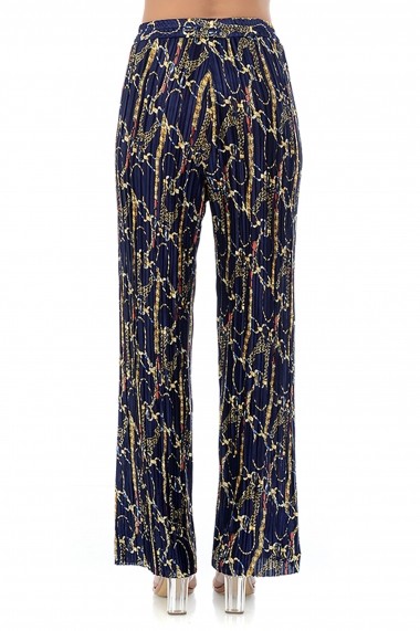 Pantaloni largi din satin plisat P123 Multicolor