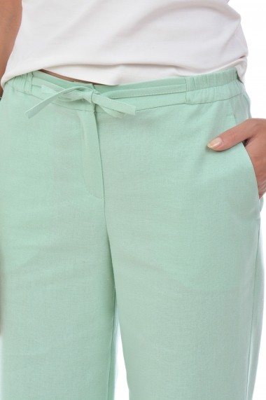 Pantaloni drepti din in P112 Verde