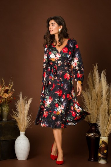 Rochie eleganta cu maneca lunga imprimata Floral CMD229