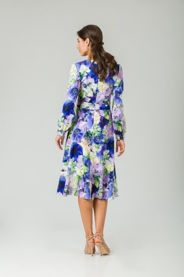 Rochie eleganta cu maneca lunga imprimata floral Anemone CMD235