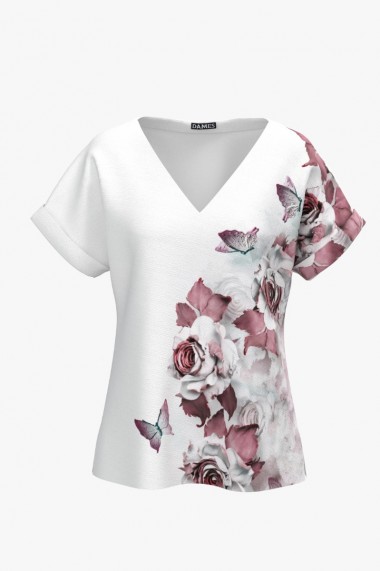 Bluza Dames alba cu print floral CMD561