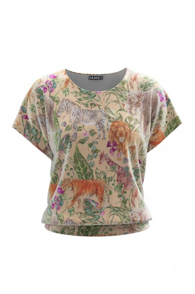 Bluza Dames bej din catifea cu maneca scurta CMD645