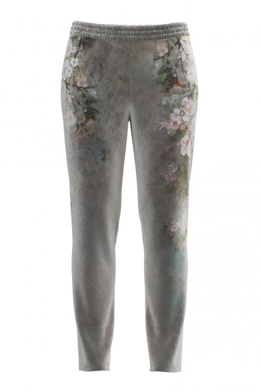 Pantaloni Dames din catifea cu buzunare si imprimeu floral CMD693