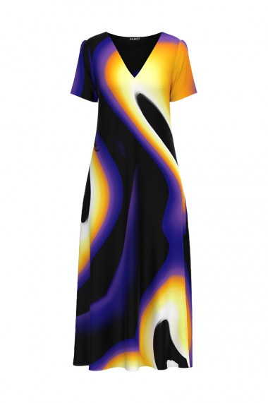 Rochie de vara lunga cu buzunare imprimata digital Multicolor CMD725
