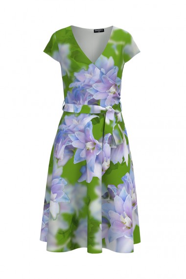 Rochie verde casual de vara cu maneca scurta si imprimeu Floral CMD734