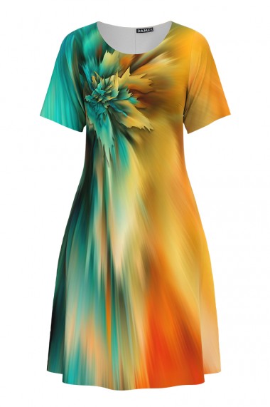 Rochie casual lejera de vara multicolora imprimata cu model abstract CMD977