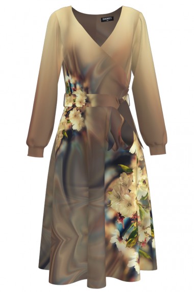 Rochie eleganta cu maneca lunga si imprimeu Floral CMD1014